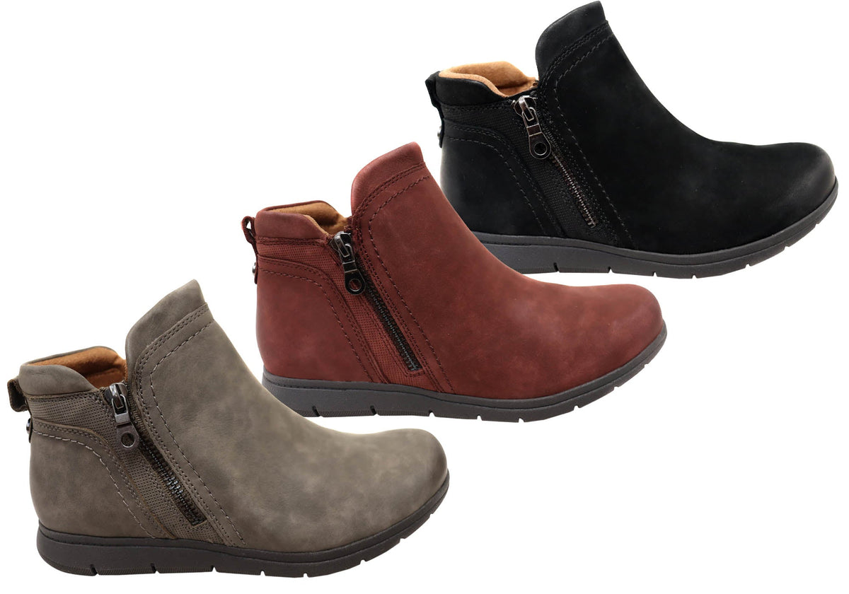 Lidia Zip Boot Comfortable Leather Ankle Boots