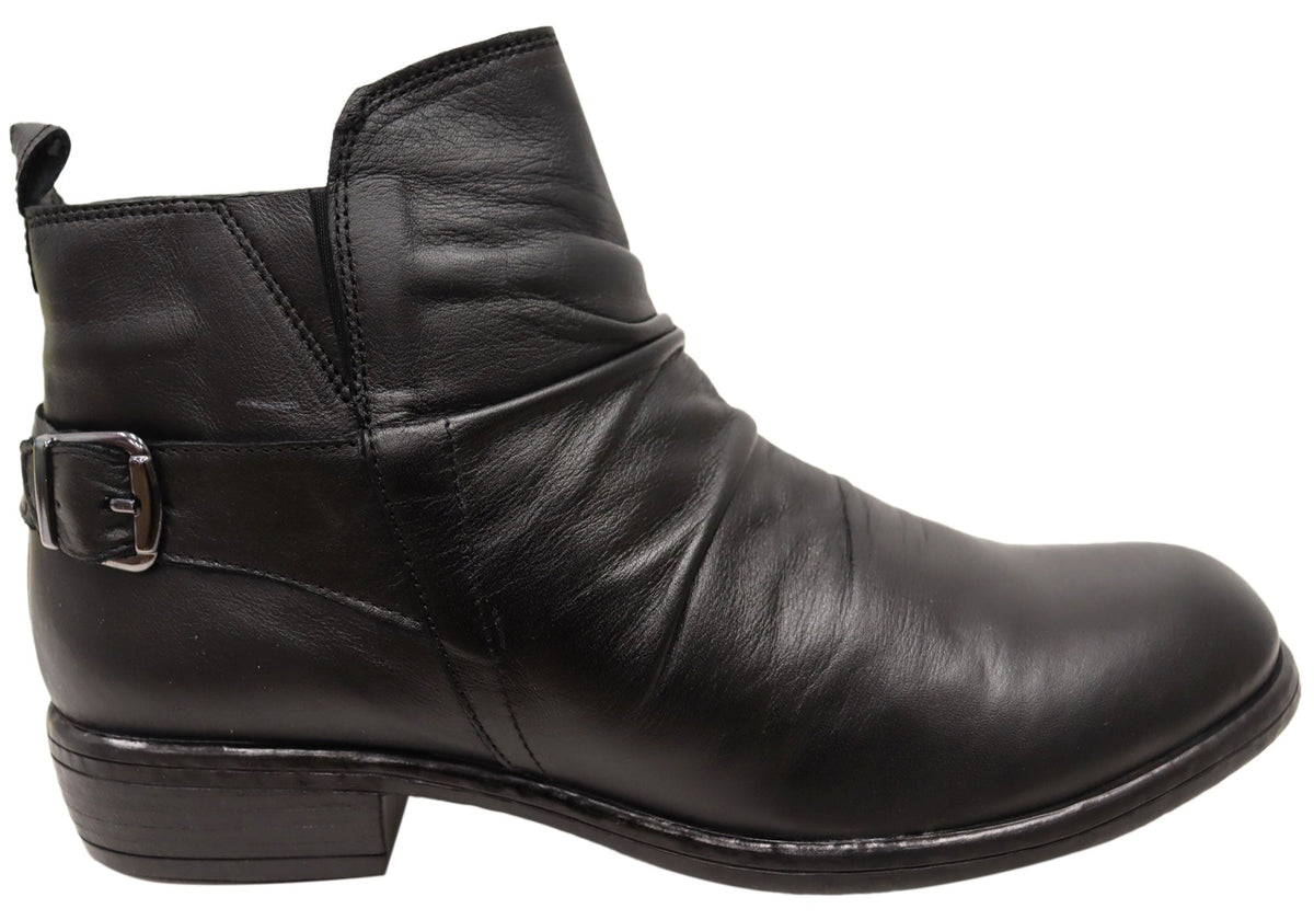 Enrich Womens Leather European Low Heel Ankle Boots