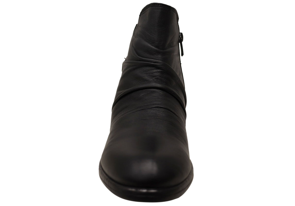 Enrich Womens Leather European Low Heel Ankle Boots