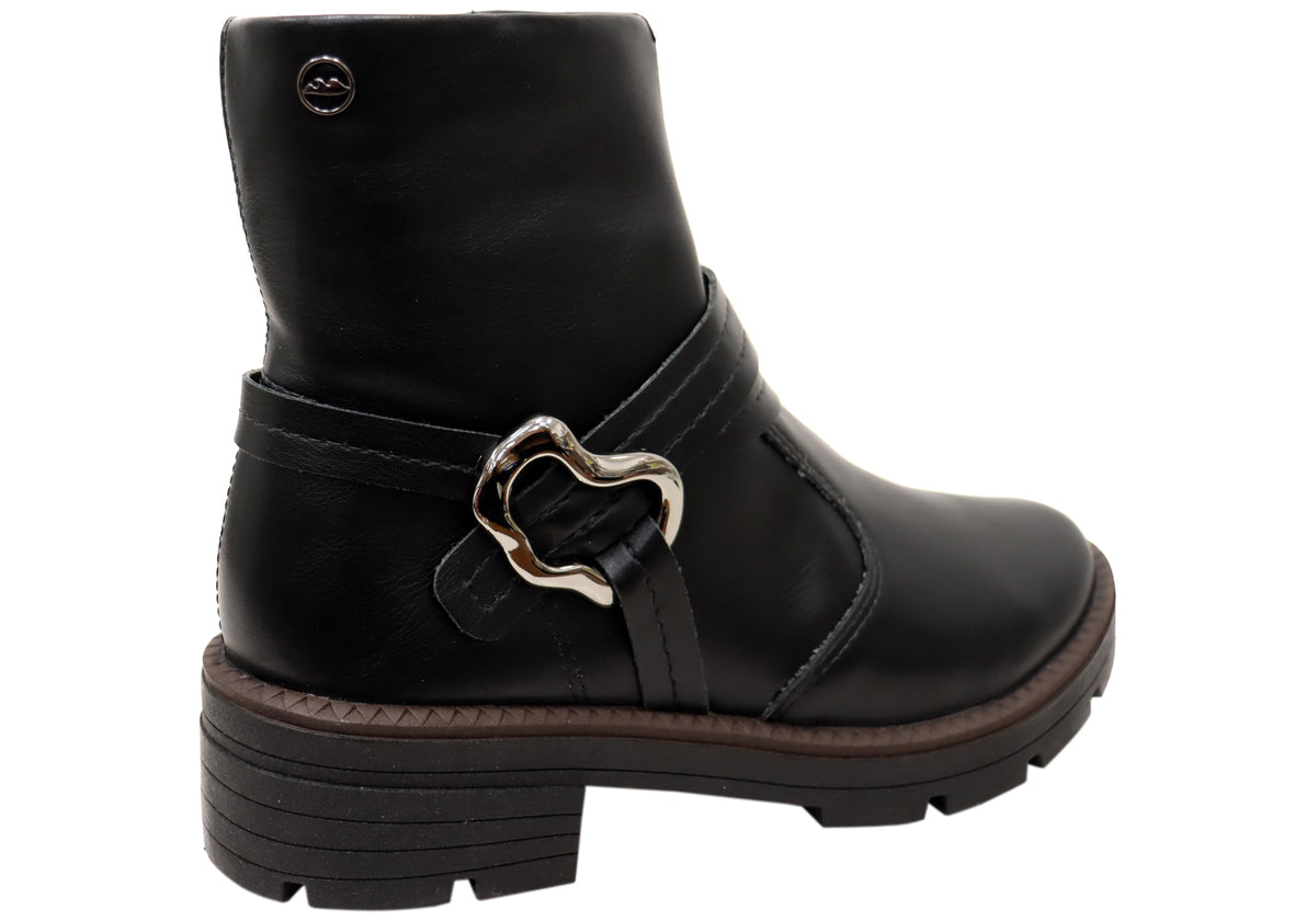 Bianka Womens Comfortable Brazilian Low Heel Ankle Boots
