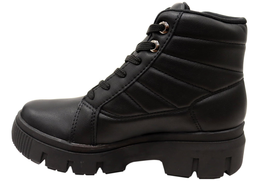 Dilly Womens Comfortable Brazilian Low Heel Lace Up Ankle Boots