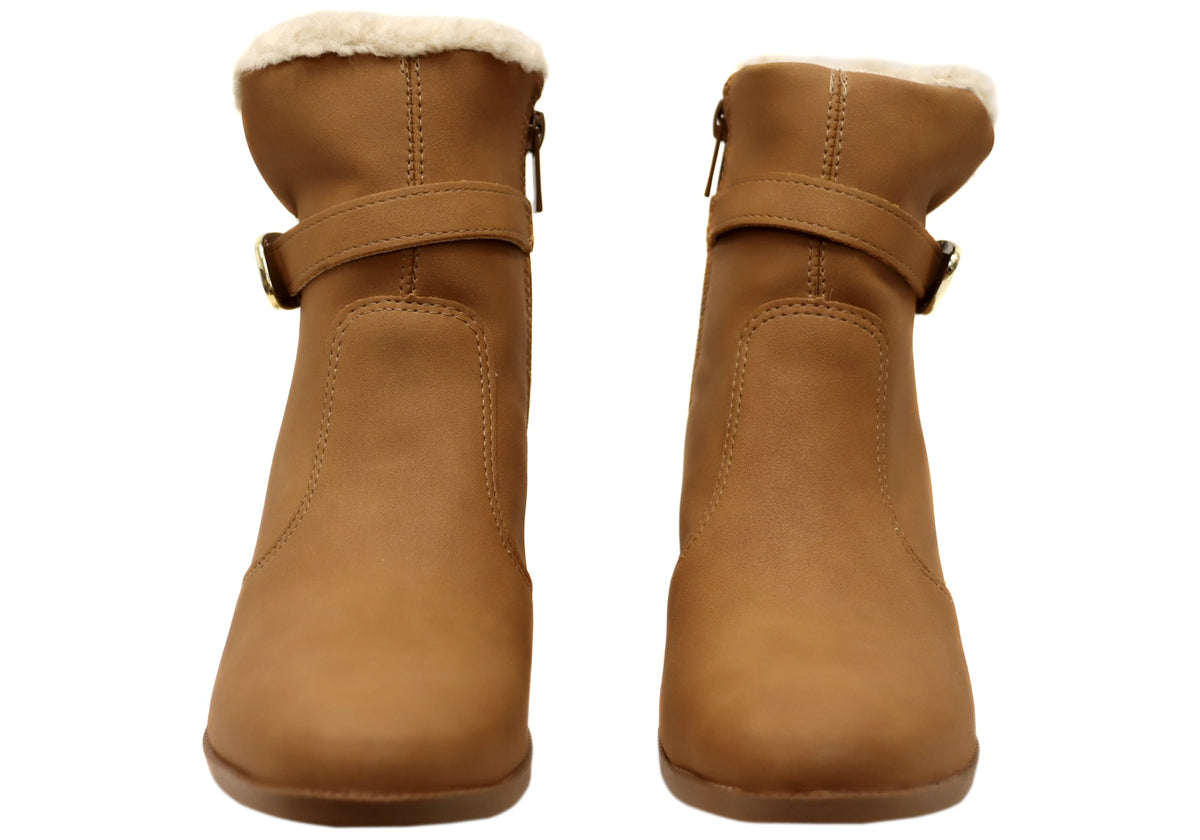 Diane Womens Comfortable Brazilian Heeled Ankle Boots