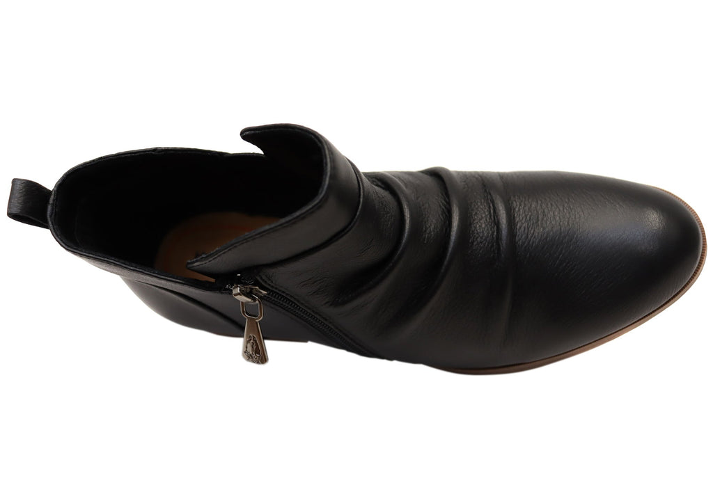 Chalet Womens Comfortable Black Leather Ankle Boots