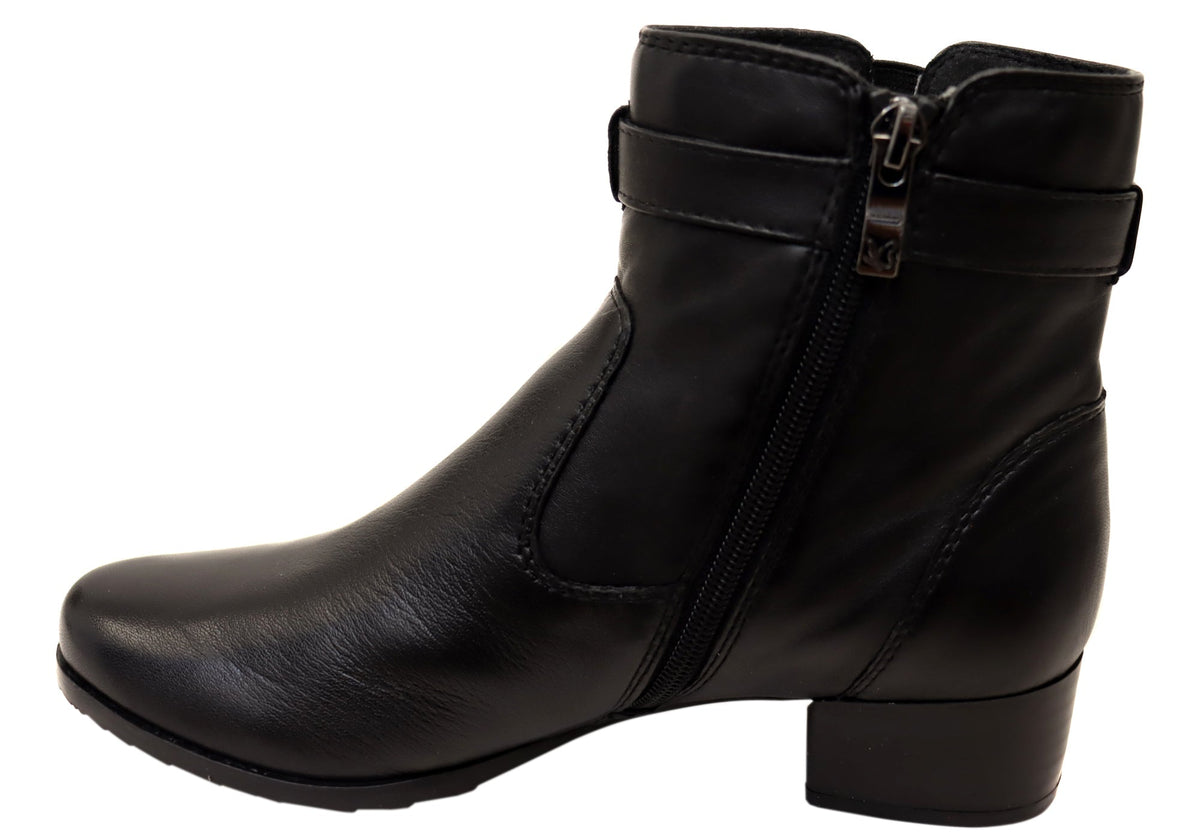 Delinat Womens Extra Wide Fit Comfortable Leather Ankle Boots