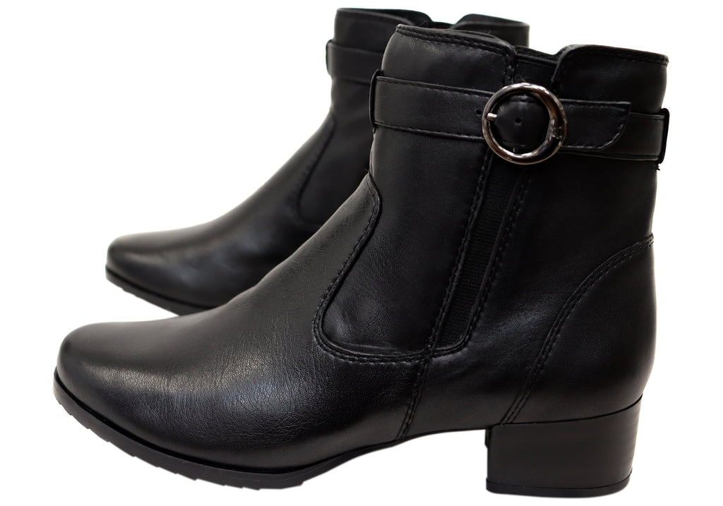 Delinat Womens Extra Wide Fit Comfortable Leather Ankle Boots