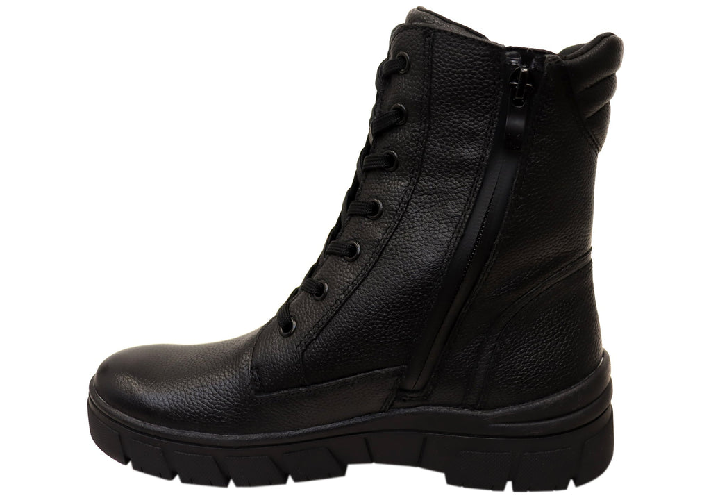 Darraya Womens Wide Fit Comfortable Leather Ankle Boots