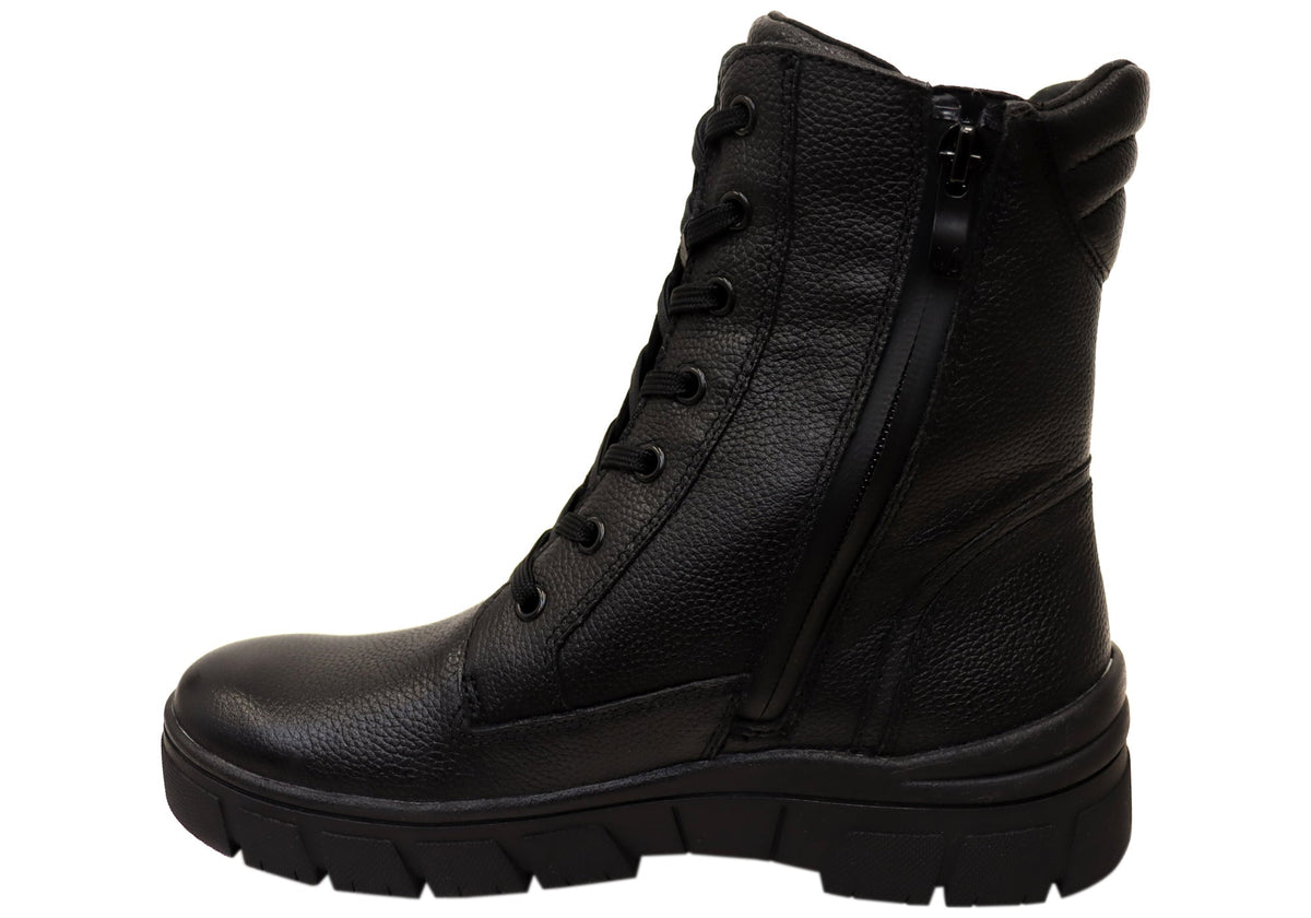 Darraya Womens Wide Fit Comfortable Leather Ankle Boots
