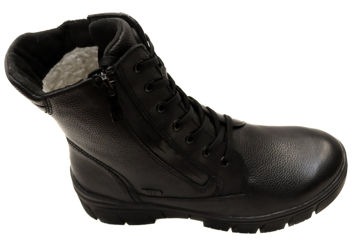 Darraya Womens Wide Fit Comfortable Leather Ankle Boots